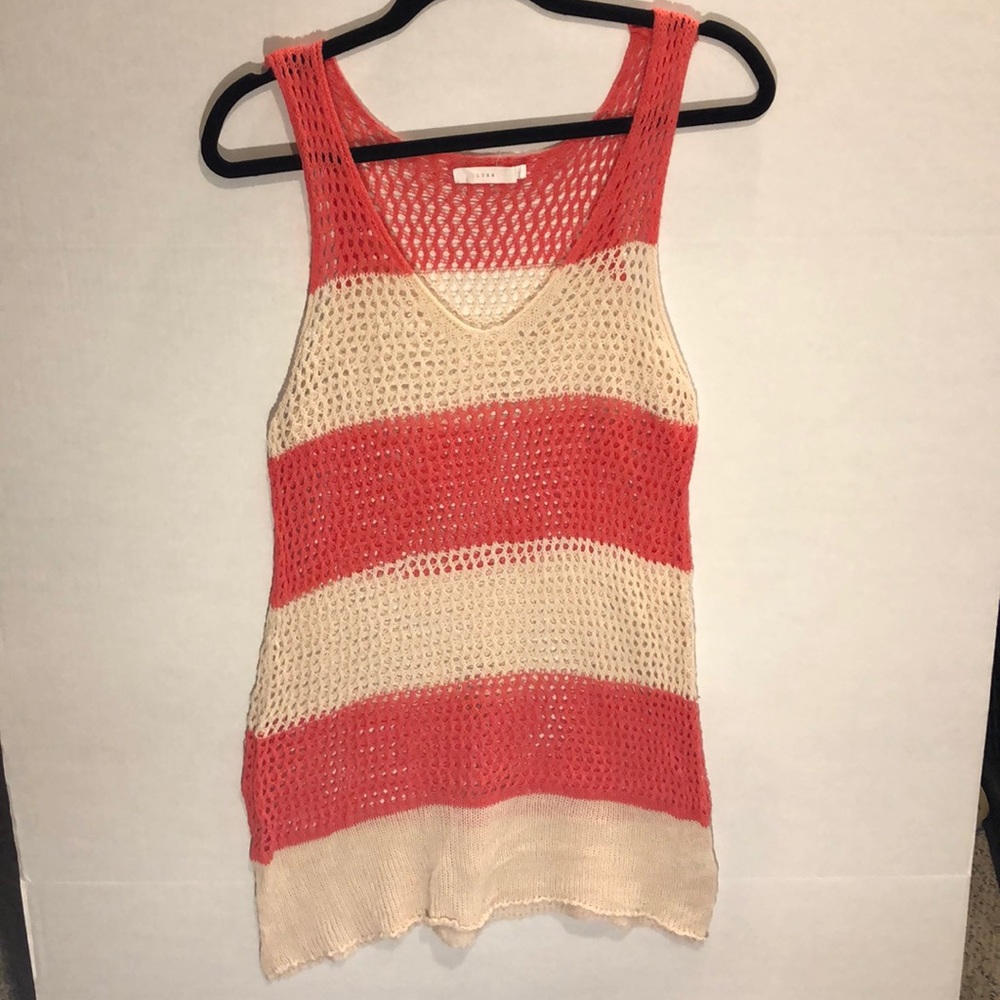 Lush Coral & Cream Crochet Tank Top